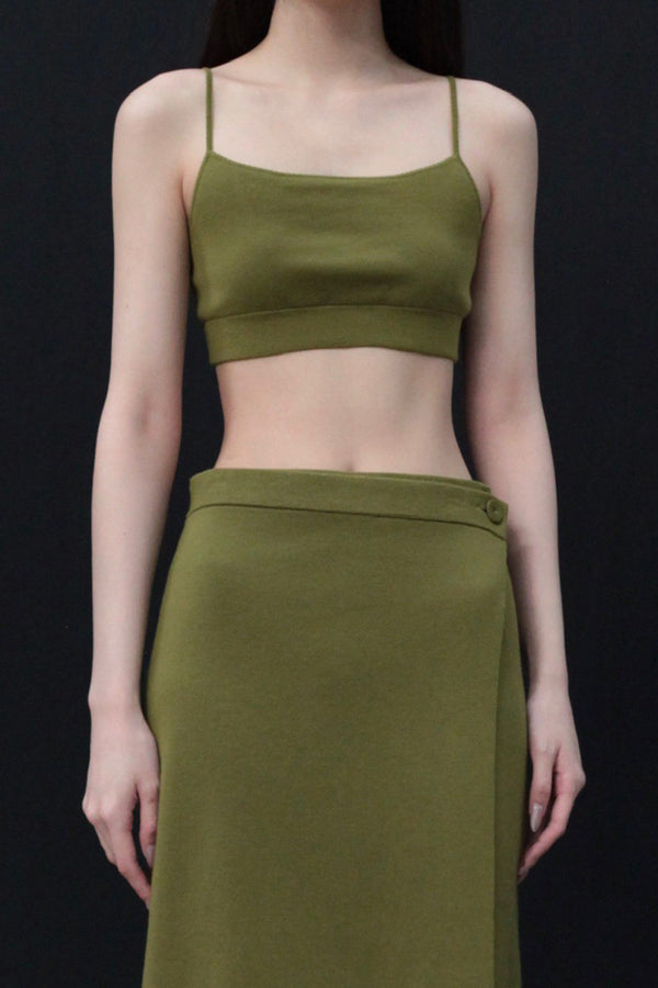 SWAYING 24 Autumn and Winter Cashmere Short Camisole Series SW-SW24AW1T04-LV Green SW24AW1T04